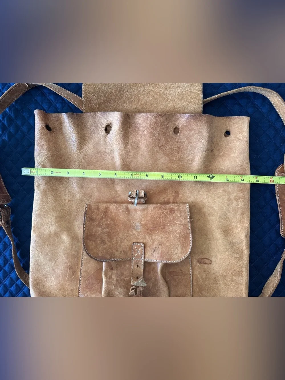 Leather Men’s Backpack in Tan with broken strap